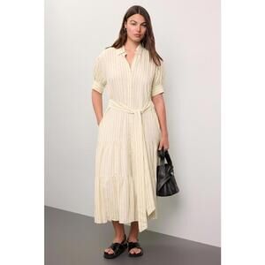 Marissa Webb x RTR Tie Waist Off White Linen Dress (Size 12)